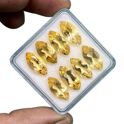 VVS 8 Pcs Natural Citrine 14x7mm Marquise Cut Loose Untreated Gems Wholesale Lot - Jalvi & Co.
