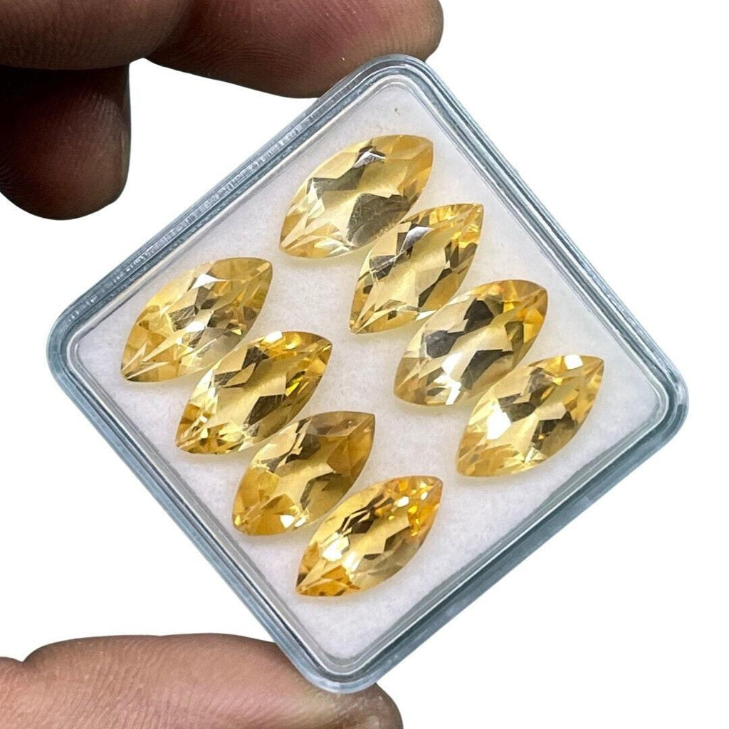 VVS 8 Pcs Natural Citrine 14x7mm Marquise Cut Loose Untreated Gems Wholesale Lot - Jalvi & Co.