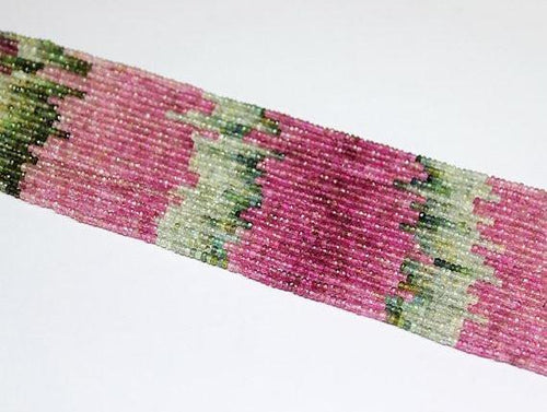 Watermelon Multi Tourmaline Faceted Rondelle Loose Gemstone Beads Strand 3mm 14