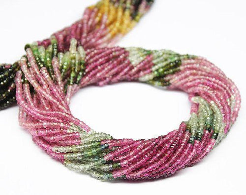 Watermelon Multi Tourmaline Faceted Rondelle Loose Gemstone Beads Strand 3mm 14