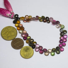 Load image into Gallery viewer, Watermelon Tourmaline Faceted Gemstone Heart Drop Briolette Beads 4&quot; 6mm 6.5mm - Jalvi &amp; Co.