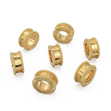 Load image into Gallery viewer, Waves 18k Solid Yellow Gold 7mm Fancy Spacer Finding Hefty Bead 5mm Large Hole - Jalvi &amp; Co.