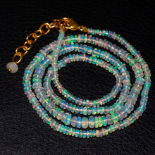 Load image into Gallery viewer, Welo Ethiopian Opal Gemstone Rondelle Beads Gold Plated Necklace 20&quot; - Jalvi &amp; Co.