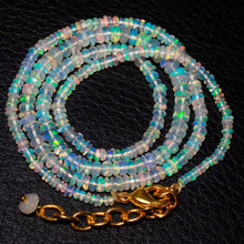Load image into Gallery viewer, Welo Ethiopian Opal Gemstone Rondelle Beads Gold Plated Necklace 20&quot; - Jalvi &amp; Co.