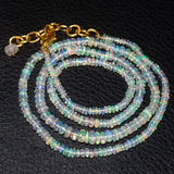 Welo Ethiopian Opal Gemstone Rondelle Gold Plated Beads Necklace 20