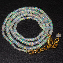 Load image into Gallery viewer, Welo Ethiopian Opal Gemstone Rondelle Gold Plated Beads Necklace 20&quot; - Jalvi &amp; Co.