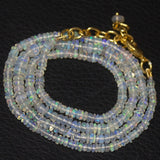 Welo Ethiopian Opal Gold Plated Gemstone Rondelle Beads Necklace 20