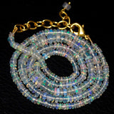 Welo Ethiopian Opal Gold Plated Gemstone Rondelle Beads Necklace 20