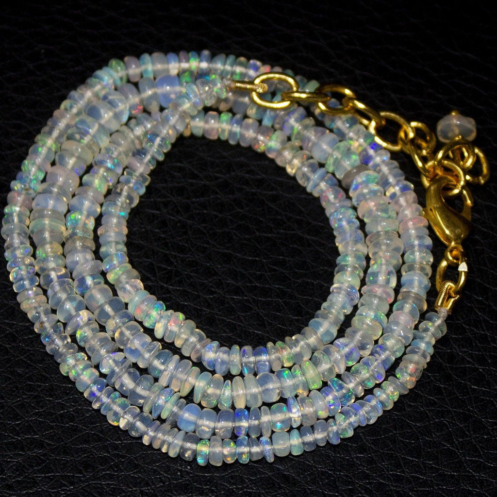 Welo Ethiopian Opal Gold Plated Gemstone Rondelle Beads Necklace 20" 3mm 5mm - Jalvi & Co.