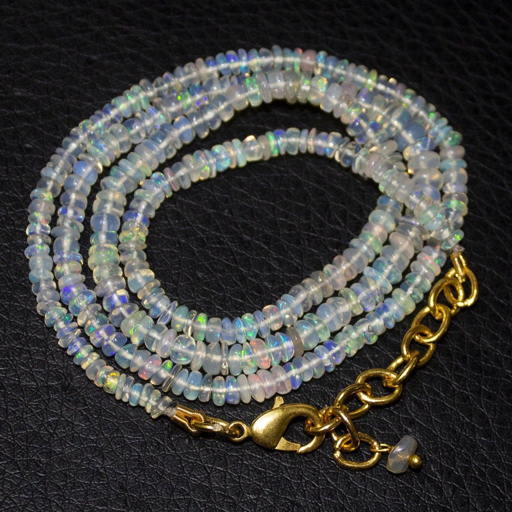 Welo Ethiopian Opal Gold Plated Gemstone Rondelle Beads Necklace 20" 3mm 5mm - Jalvi & Co.