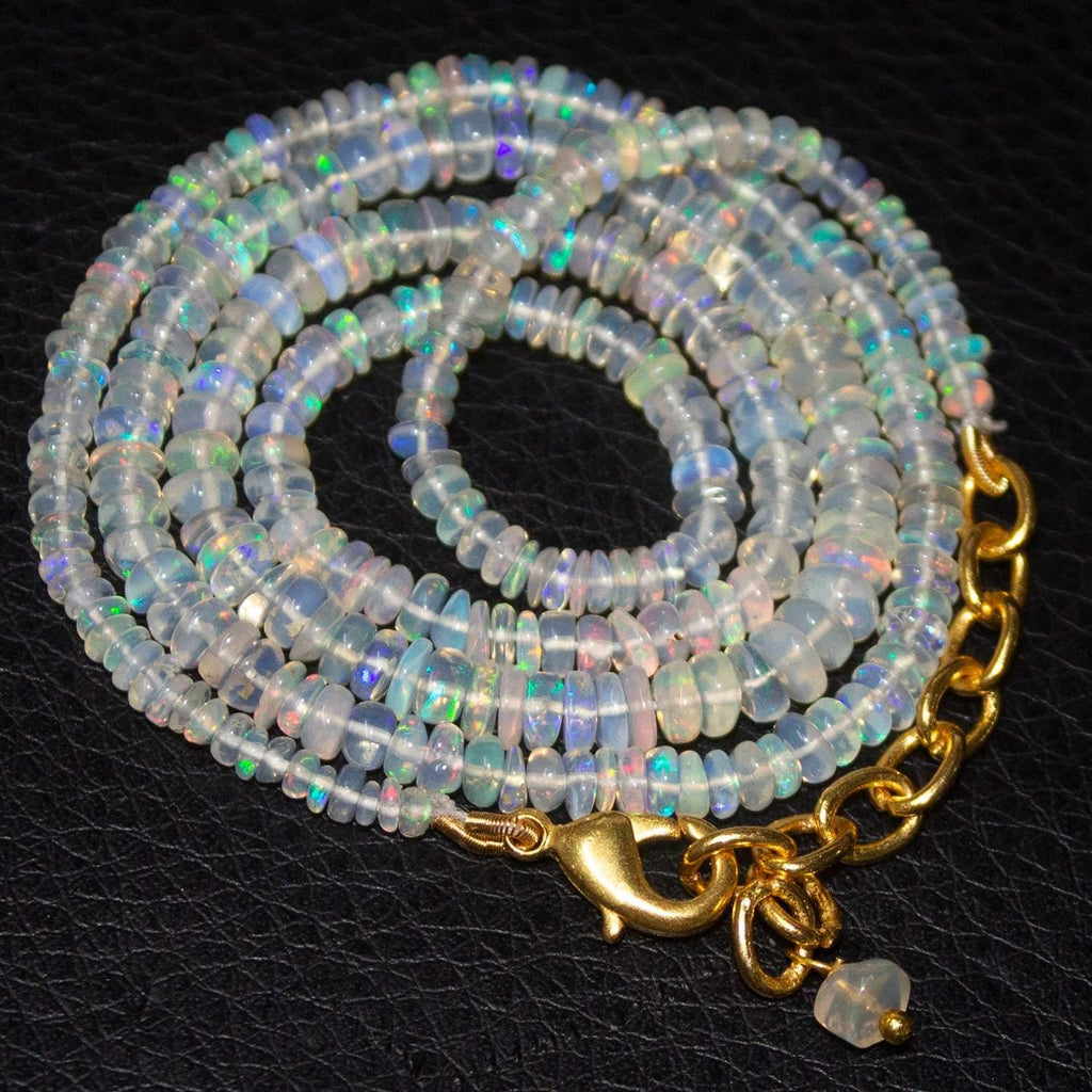 Welo Ethiopian Opal Gold Plated Gemstone Rondelle Beads Necklace 20" 3mm 5mm - Jalvi & Co.