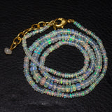 Welo Ethiopian Opal Rondelle Gold Plated Gemstone Beads Necklace 2.5mm 4.5mm 20