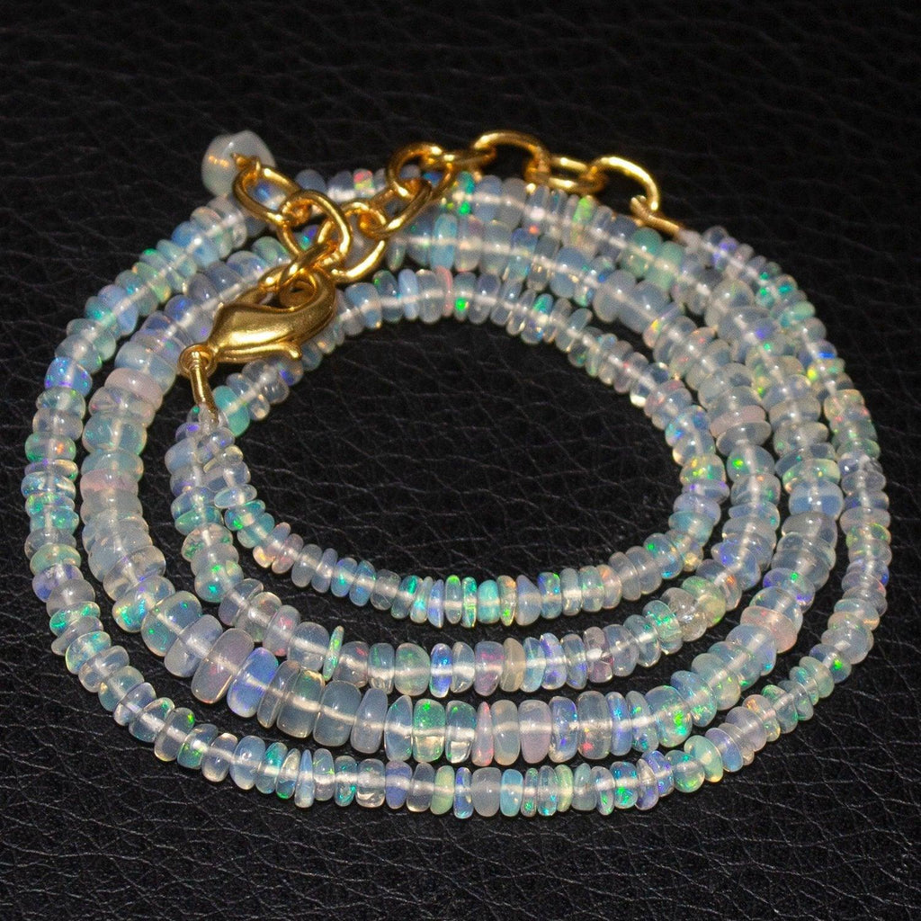 Welo Ethiopian Opal Rondelle Gold Plated Gemstone Beads Necklace 20" - Jalvi & Co.