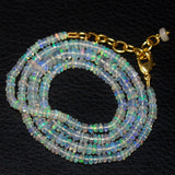 Welo Ethiopian Opal Rondelle Gold Plated Gemstone Beads Necklace 20