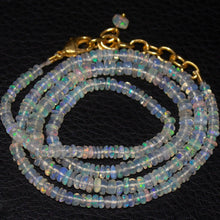 Load image into Gallery viewer, Welo Ethiopian Opal Rondelle Gold Plated Gemstone Beads Necklace 20&quot; - Jalvi &amp; Co.
