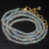 Welo Ethiopian Opal Rondelle Gold Plated Gemstone Beads Necklace 20