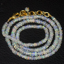 Load image into Gallery viewer, Welo Ethiopian Opal Rondelle Gold Plated Gemstone Beads Necklace 20&quot; - Jalvi &amp; Co.