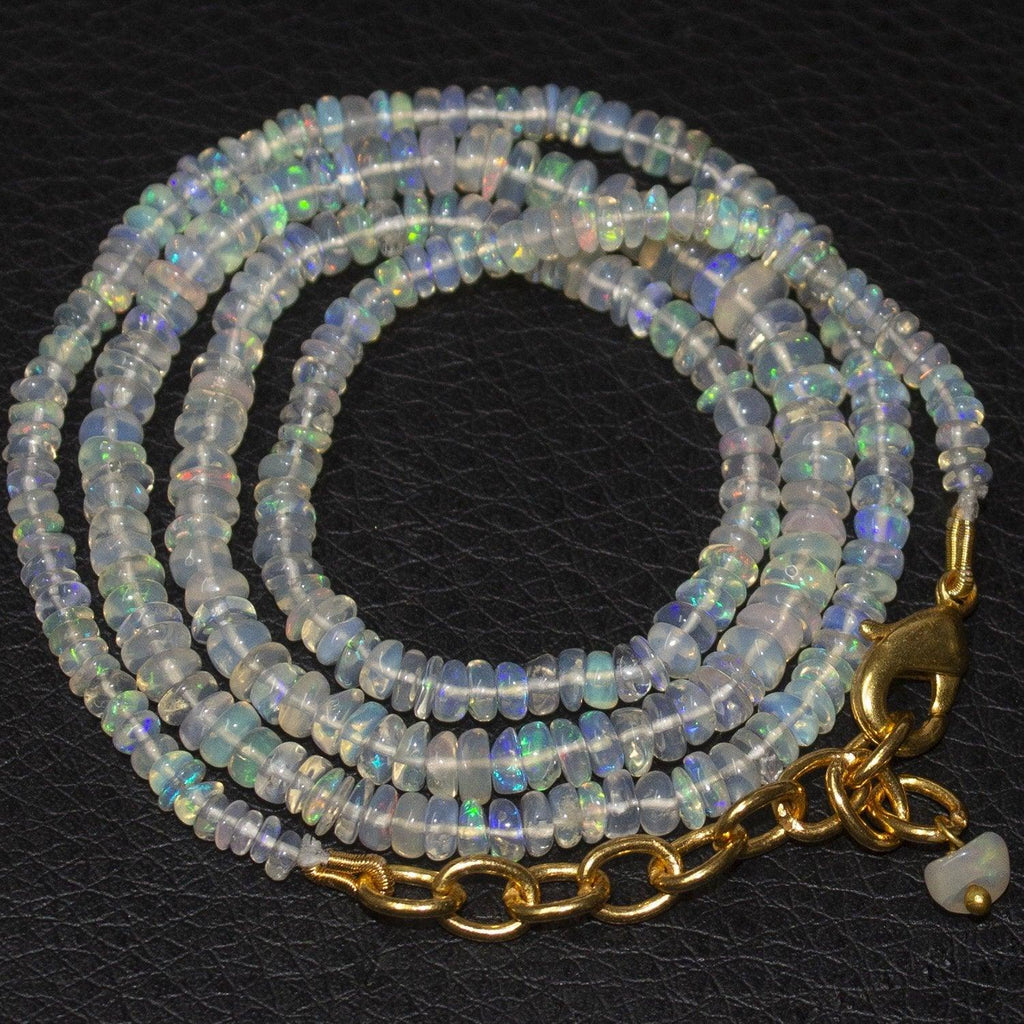 Welo Ethiopian Opal Rondelle Gold Plated Gemstone Beads Necklace 20" - Jalvi & Co.