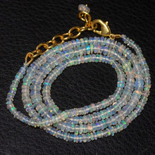 Load image into Gallery viewer, Welo Ethiopian Opal Rondelle Gold Plated Gemstone Beads Necklace 20&quot; 2.5mm 5mm - Jalvi &amp; Co.