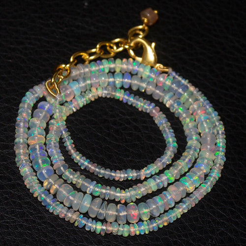 Welo Ethiopian Opal Rondelle Gold Plated Gemstone Beads Necklace 2mm 5mm 20