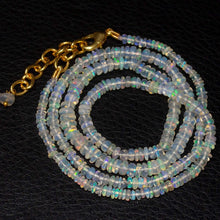 Load image into Gallery viewer, Welo Ethiopian Opal Rondelle Gold Plated Gemstone Beads Necklace 3mm 5mm 20&quot; - Jalvi &amp; Co.