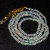 Welo Ethiopian Opal Rondelle Gold Plated Gemstone Beads Necklace 3mm 5mm 20