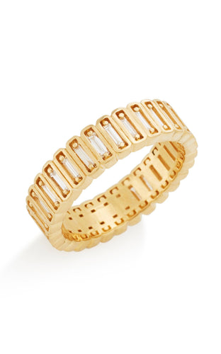White Baguette Diamonds 18k Solid Yellow Gold Eternity Band - Jalvi & Co.