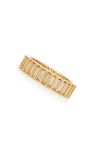 White Baguette Diamonds 18k Solid Yellow Gold Eternity Band - Jalvi & Co.