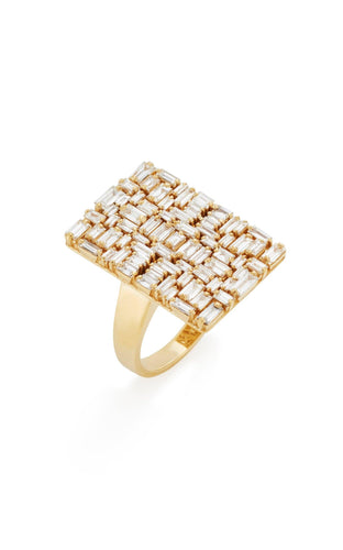 White Baguette Diamonds 18k Solid Yellow Gold Ring - Jalvi & Co.