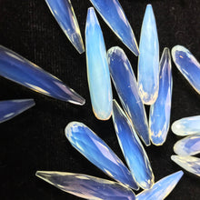 Load image into Gallery viewer, White Opalite Quartz Faceted Tear Drop Beads 35mm 7pc - Jalvi &amp; Co.