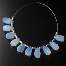 Load image into Gallery viewer, White Opalite Quartz Faceted Teardrop Beads 10mm 10pc - Jalvi &amp; Co.