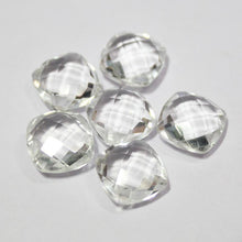 Load image into Gallery viewer, White Quartz Crystal Faceted Cushion Gemstone Beads Matching Pair 6pc 10mm - Jalvi &amp; Co.