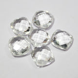 White Quartz Crystal Faceted Cushion Gemstone Beads Matching Pair 6pc 10mm