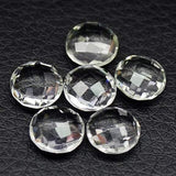 White Quartz Crystal Faceted Round Coin Loose Gemstone Matching Beads 6pc 10mm