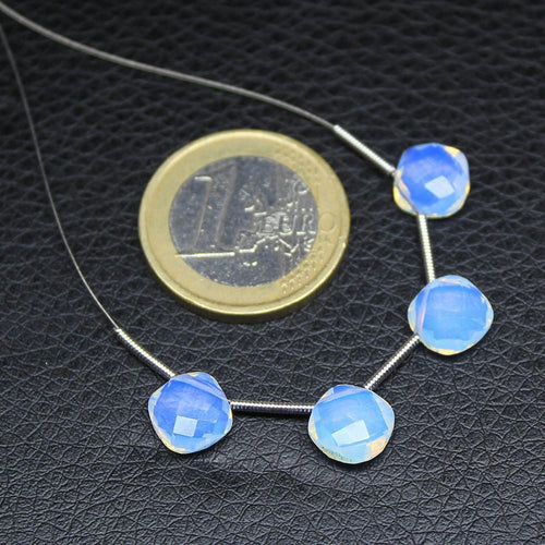 White Quartz Faceted Cushion Beads 8mm 10pc - Jalvi & Co.