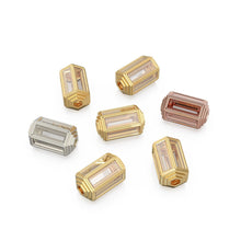 Load image into Gallery viewer, White Sapphire 18k Solid Yellow Gold Hexagon Spacer Beads / Jewelry Making Handmade Supplies / Designer Luxury Gold Findings - Jalvi &amp; Co.