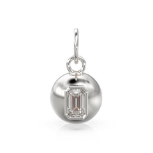 Load image into Gallery viewer, White Topaz Emerald 18k Gold Bauble Ball Gold Charm / Clear Gemstone Handmade Gold Pendant / 14k Gold Jewelry Making November Birthstone - Jalvi &amp; Co.