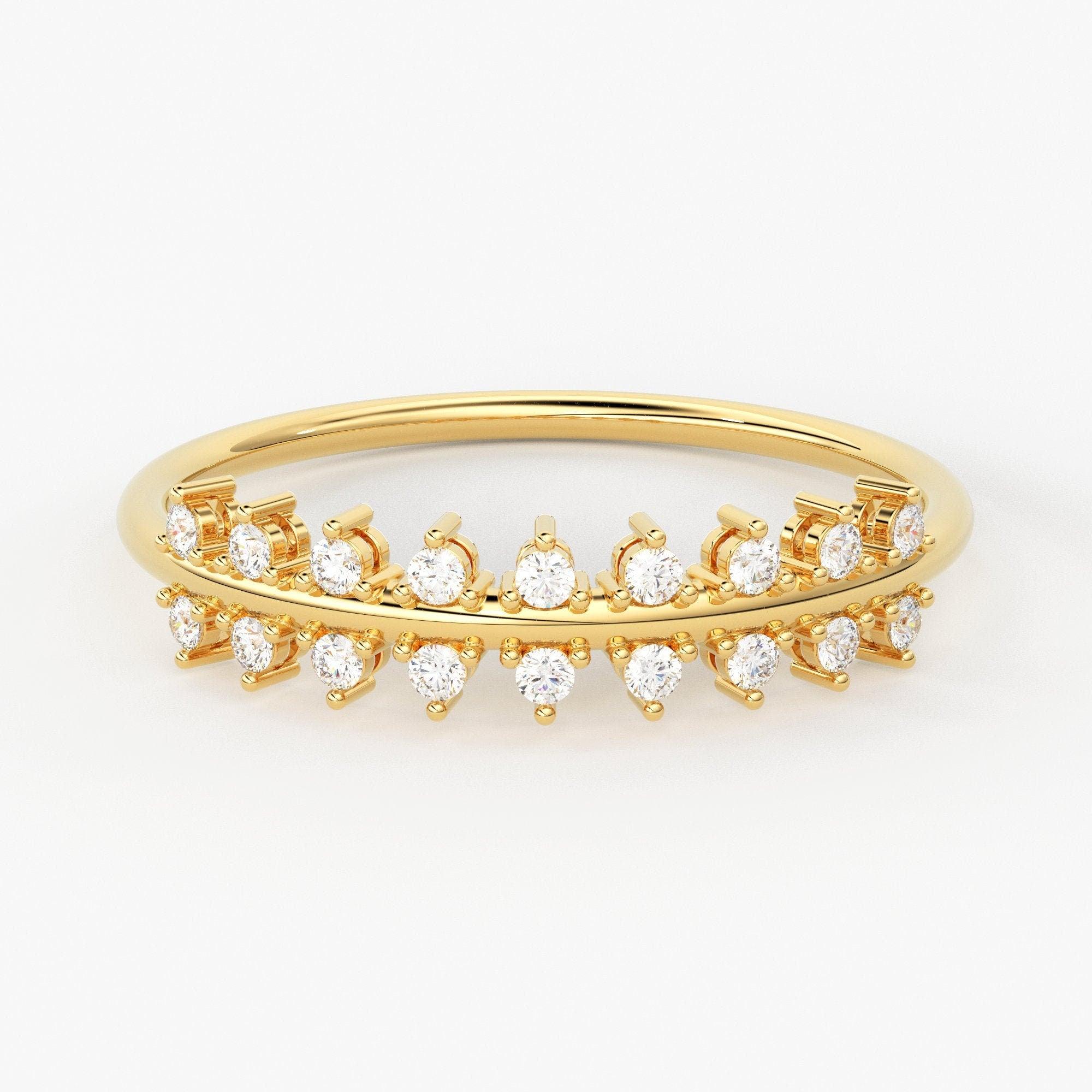 Women's Diamond Wedding Band in 14k Gold Double Row Prong