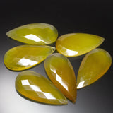 Yellow Chalcedony Faceted Pear Drop Gemstone Loose Pair Beads 2pc 1 pair 51x30mm