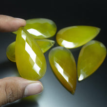 Load image into Gallery viewer, Yellow Chalcedony Faceted Pear Drop Gemstone Loose Pair Beads 2pc 1 pair 51x30mm - Jalvi &amp; Co.
