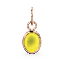 Load image into Gallery viewer, Yellow Chalcedony Oval Solid Gold Charm / Natural Gemstone Handmade 18k Gold Pendant / 1pc 14k Solid Yellow Gold Jewelry Making FindingsSALE - Jalvi &amp; Co.