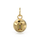 Yellow Citrine Emerald Cut Gold Bauble Ball Gold Charm / Citrine Gemstone Handmade Pendant / 14k Gold Jewelry Making November Birthstone