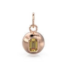 Load image into Gallery viewer, Yellow Citrine Emerald Cut Gold Bauble Ball Gold Charm / Citrine Gemstone Handmade Pendant / 14k Gold Jewelry Making November Birthstone - Jalvi &amp; Co.