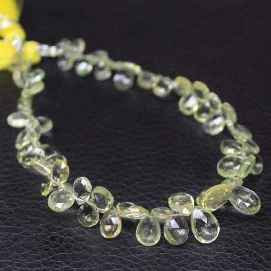 Yellow Heliodor Aquamarine Natural Pear Faceted Drop Beads Strand 6mm 12mm 8" - Jalvi & Co.