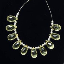 Load image into Gallery viewer, Yellow Lemon Quartz Micro Faceted Tear Drop Briolette Gemstone Beads 10mm - Jalvi &amp; Co.