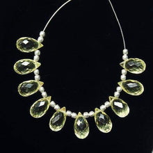 Load image into Gallery viewer, Yellow Lemon Quartz Micro Faceted Tear Drop Briolette Gemstone Beads 10mm - Jalvi &amp; Co.