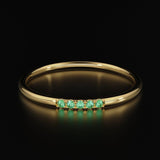 Zambian Emerald Band in 14k Gold / Round Brilliant Emerald Ring / Gold Band White Diamond Ring / Genuine Emerald Wedding Band