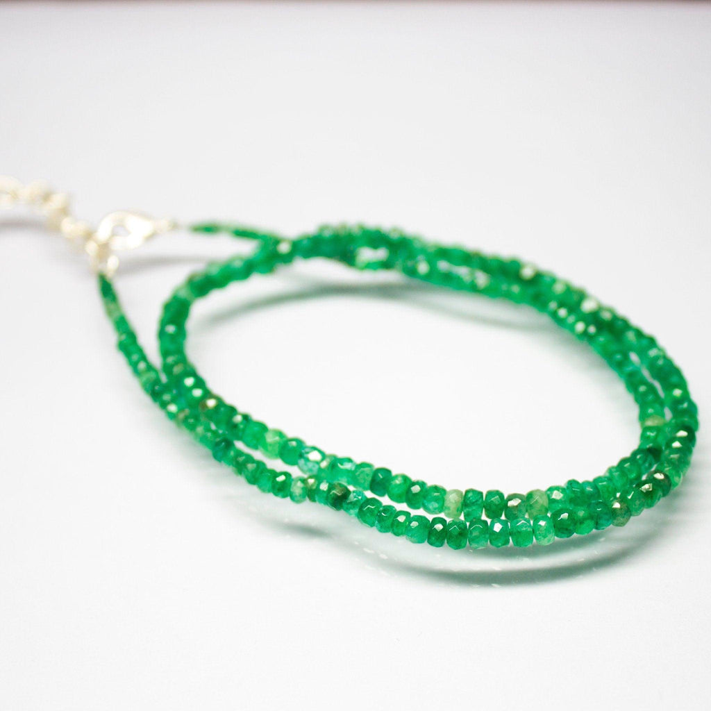 Zambian Green Emerald Faceted Rondelle Gemstone Beaded Necklace 19" 3mm 5mm - Jalvi & Co.