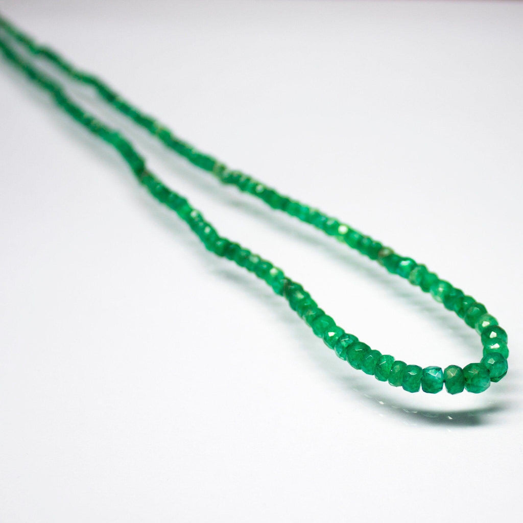 Zambian Green Emerald Faceted Rondelle Gemstone Beaded Necklace 19" 3mm 5mm - Jalvi & Co.