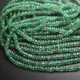 Zambian Green Emerald Faceted Rondelle Loose Gemstone Beads Strand 13